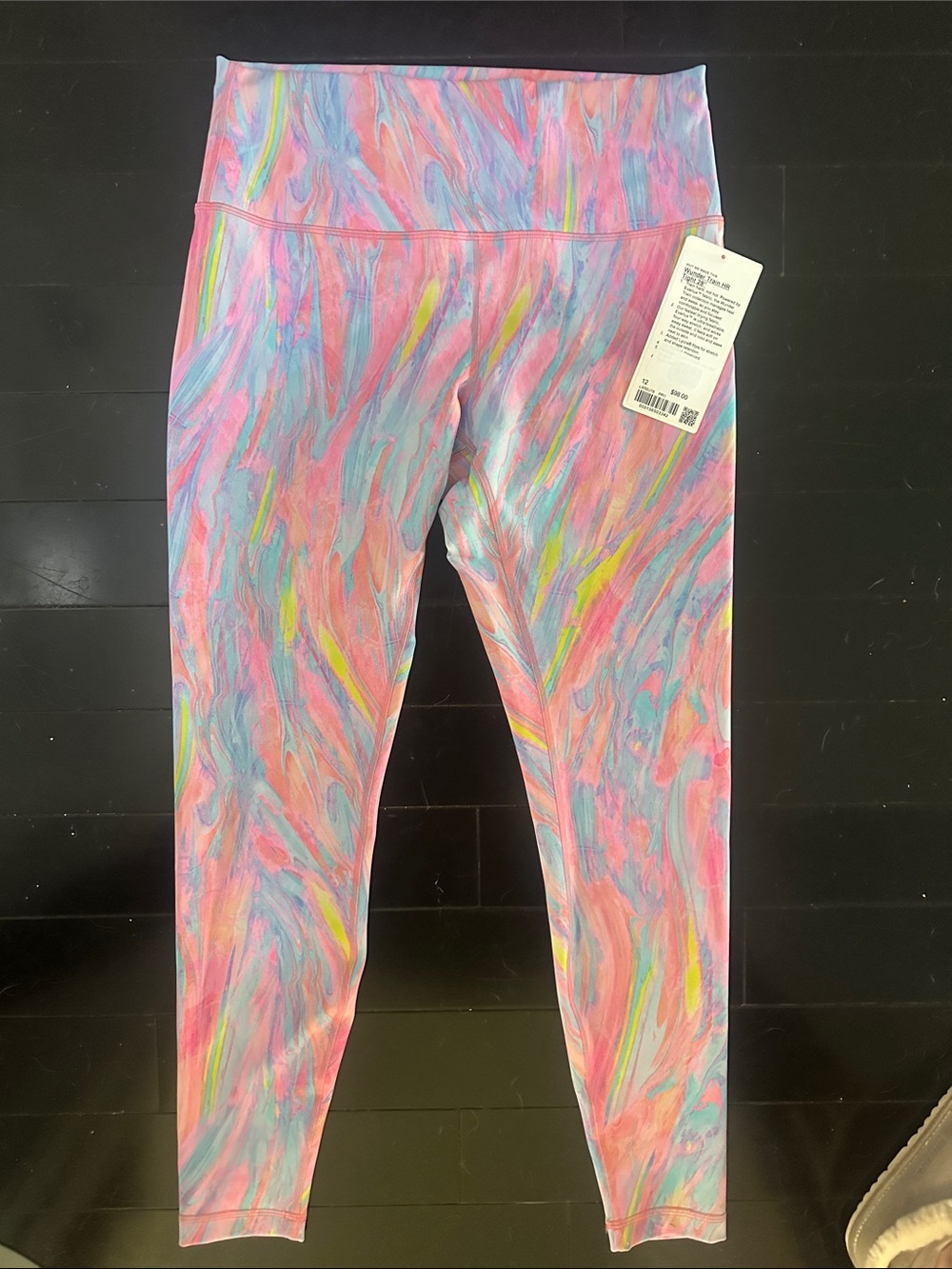 lululemon athletica Multicolor Marble-Print Leggings in Pink, Blue & Yellow